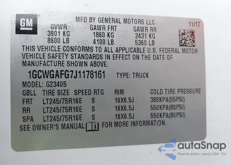 2018 Chevrolet Express 2500 Work Van из США, поврежденный, VIN 1GCWGAFG7J1178161